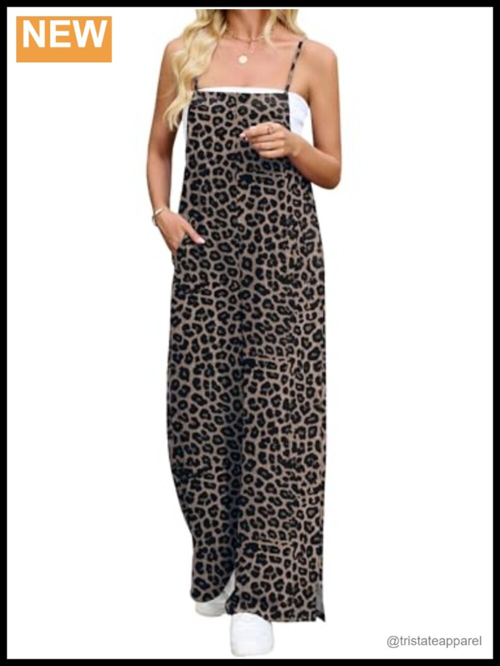 Women's Casual Overalls One Piece Jumpsuit Wide Leg Spaghetti Strap